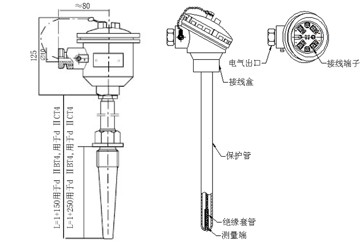 M33×2錐形保護管隔爆型熱電阻產(chǎn)品結(jié)構(gòu)